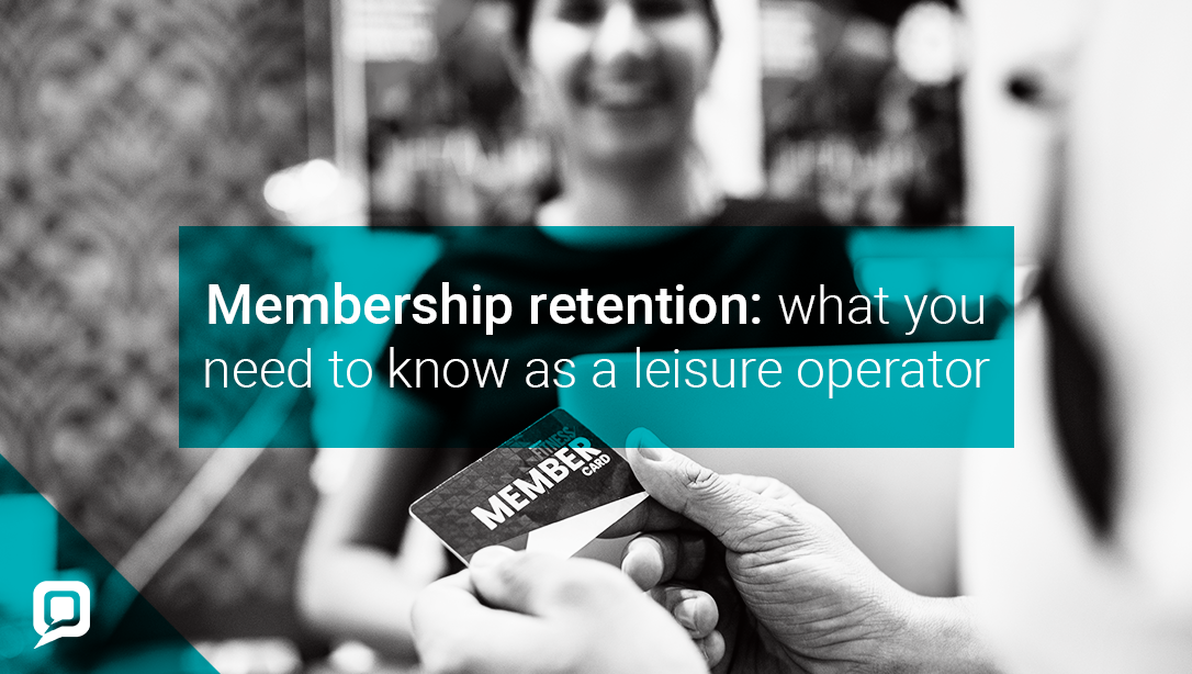 Black and white image of a female gym member and membership card with 'Membership retention: What you need to know as a leisure operator' written on it