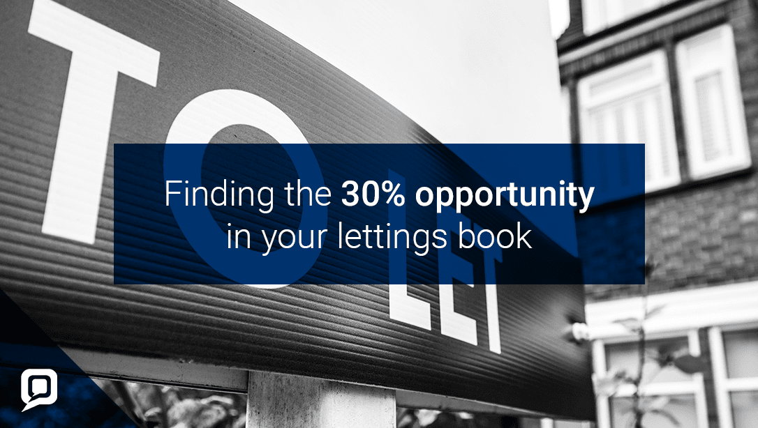 Black and white image of a to let sign with 'Finding the 30% opportunity in your lettings book' written over it